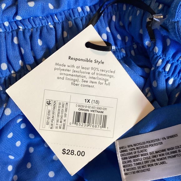 Ava & Viv Blue Blouse With White Polka Dots Size 1X NWT - Picture 8 of 9